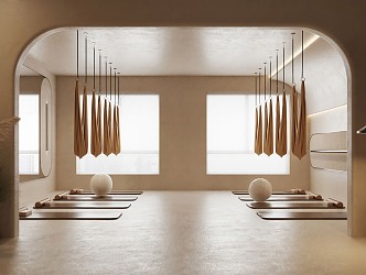 Silent Cream Style Yoga Room 3d model