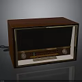 Vintage Electronic Radio With Wooden Case Gold Trim Classic Knobs Tuning Panel And Speaker Grille