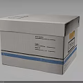 White Cardboard Box With Contents Label Date Class Number Fields Fragile Sticker And Blue Stripe