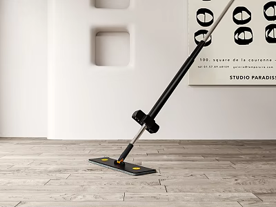 Modern Flat Floor Mop With Long Handle For Home Wooden Floor Cleaning 3d model
