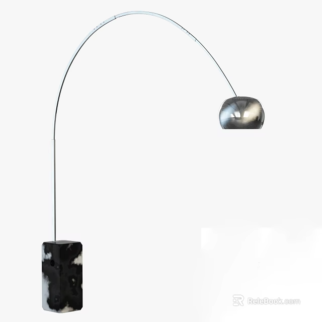 Modern Arched Floor Lamp With Spherical Shade And Square Metal Base 3d model 