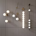 Modern Interior Design With White Globe Metal Frame Wall Sconces On Gray Wall 3d model