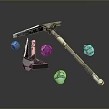 Futuristic Hammer And Spheres With Metallic Design And Blue Accents