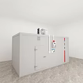 Public Facility Gray Fire Box With Red Stripes Doors And Emergency Safety Sign