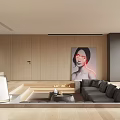 Elegant Modern Living and Dining Room Interior With Wooden Walls Fireplace Sofa and Artwork
