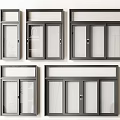 Various Modern Casement Windows With Sleek Black Frames And Tempered Glass Panels 3d model