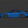 Blue Sports Car With Sleek Design Black Roof And Rear Spoiler