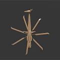 Detailed Golden Helicopter Model With Multiple Rotors Displayed On Dark Background