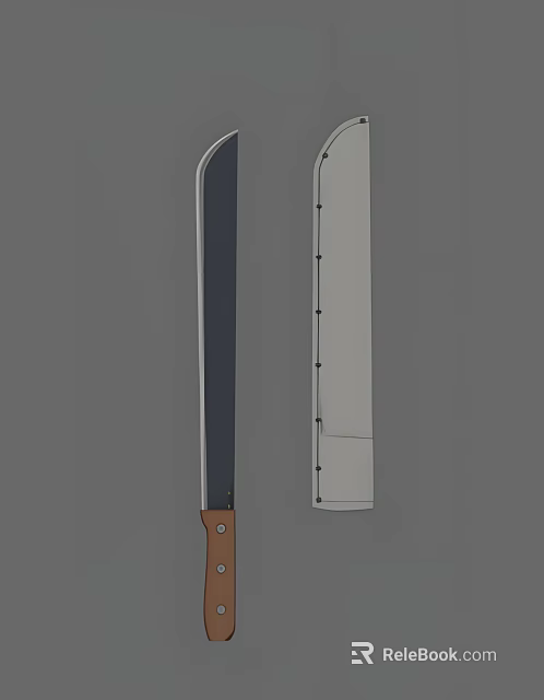 Weapon Knife With Black Blade Brown Handle Two Views And Riveted Side Design 3d model