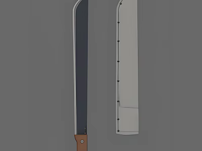 Weapon Knife With Black Blade Brown Handle Two Views And Riveted Side Design 3d model