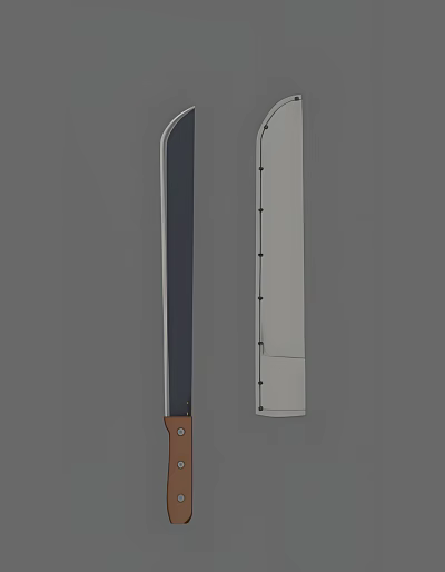 Weapon Knife With Black Blade Brown Handle Two Views And Riveted Side Design 3d model