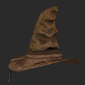 Vintage Brown Wizard Hat With Worn Texture And Rope Trim Design