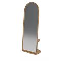 Arched Floor Mirror With Wooden Frame And Stable Stand Base Design
