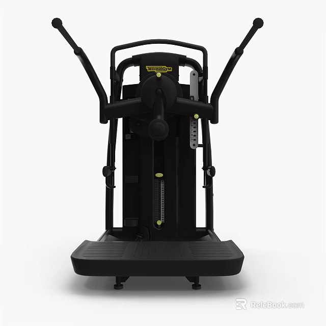 Black Multi functional Gym Fitness Equipment With Sturdy Frame Adjustable Handles And Pedal 3d model 