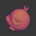 Golden Snail With Ornate Spiral Shell And Lustrous Surface Design