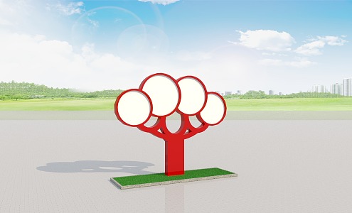 Small sign outdoor standing landscape sketch flowers and plants special-shaped small sign 3d model