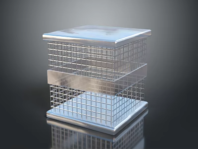 Stainless Steel Multi Layer Square Metal Grid Storage Equipment Design 3d model