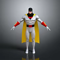 Superhero Themed Decorative Furniture Statue With White Body Yellow Cape