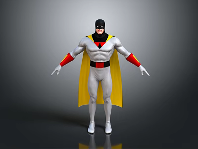 Superhero Themed Decorative Furniture Statue With White Body Yellow Cape 3d model
