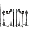 Classic Design Outdoor Lights With Various Styles Metal Poles For Garden And Street