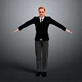 Game and Movie Character Wearing Black Suit White Shirt with Arms Outstretched Standing Pose