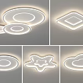 Various Shaped Modern Ceiling Lights Featuring Circular Square Floral And Heart Designs 3d model