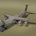USAF Military Transport Aircraft With Gray Exterior Large Wing And Landing Gear