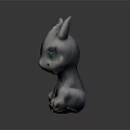 Cute White Baby Dragon Character With Big Blue Eyes And 3D Figurine On Dark Background 3d model