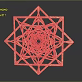 Golden Intricate Star Shaped Geometric Structure With Nested Wireframe Design On Dark Background