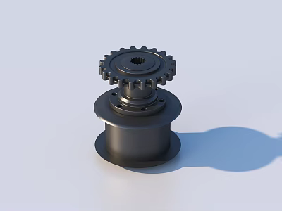 Black Mechanical Gear With Central Hole And Base Structure For Industrial Use 3d model