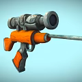 Cartoon Style Gun With Scope And Orange Grip Design In Playful Scene 3d model