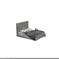 Modern Double Bed With Gray Upholstered Headboard White Pillows And Soft Blanket 3d model