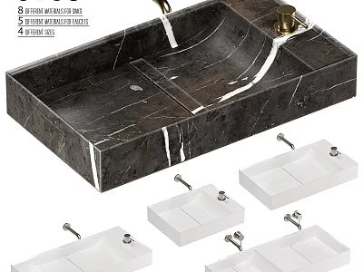Modern Marble Bathroom Sink With 8mm Thick Design And 4 Different Sizes 3d model
