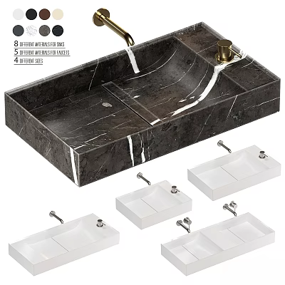 Modern Marble Bathroom Sink With 8mm Thick Design And 4 Different Sizes 3d model