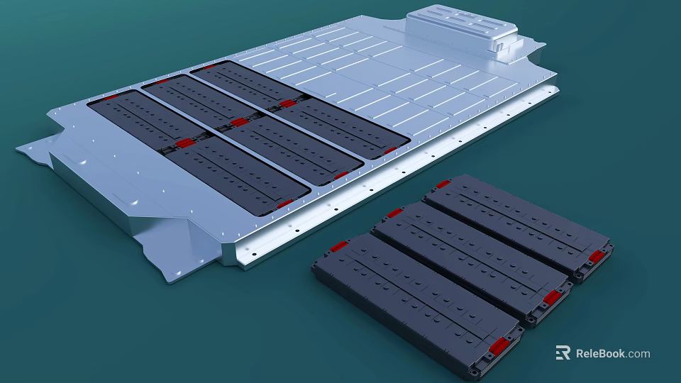 Battery Modules System With Metal Frame And Arranged Energy Storage Units 3d model 