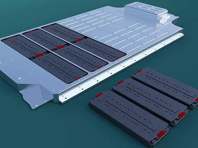 Battery Modules System With Metal Frame And Arranged Energy Storage Units 3d model