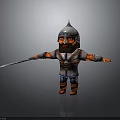 Bearded Warrior Character 3D Model With Armor Helmet Sword And Boots Standing Pose 3d model