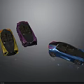 Yellow Purple And Blue Convertible Sports Cars With Modern Design On Gray Background