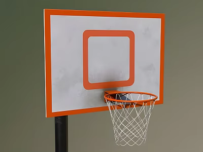 Outdoor Public Sports Facility Basketball Hoop With Orange Rim White Backboard And Net 3d model