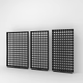 Modern Black Room Dividers With Grid Pattern Three Panels Minimalist Design 3d model