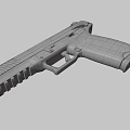 Man Holding Modern Black Pistol With Green Sight And Textured Grip