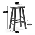 Solid Wood Bar Stool With Simple Design And Cross Support Legs For Kitchen Use 3d model