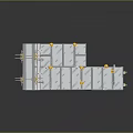 3D Rendered Modular Building Structure With White Frames And Yellow Connectors On Blue Platform