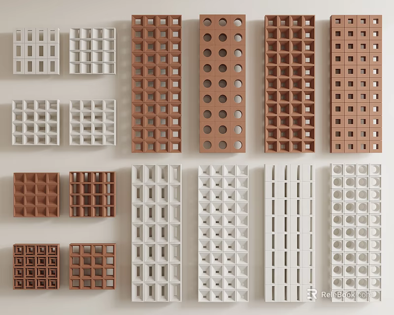 Room Dividers With Various Designs In White And Brown For Interior Design 3d model 