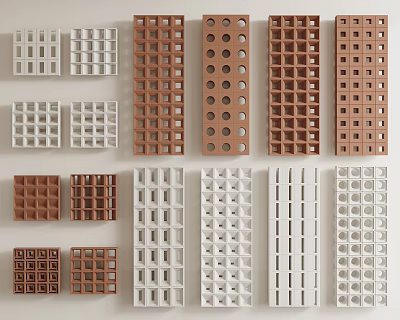 Room Dividers With Various Designs In White And Brown For Interior Design 3d model