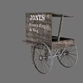 Rustic Vintage Wooden Street Vendor Cart With Canopy And Wooden Wheels