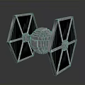 Block Built Space Starfighter Model With Silver Spherical Core And Black Triangular Panels
