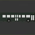 Dark Green Bus with Multiple Windows Doors and Interior Seats on Gray Background with Reflection