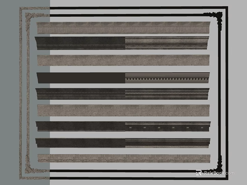 Various Gypsum Coving Styles And Designs For Interior Decoration 3d model 