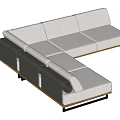 Mid-ancient multi-person sofa corner sofa 3d model